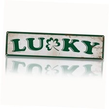 Retro Tin Metal Sign, Lucky Shamrock Design, Vintage Wall Decor Art for St