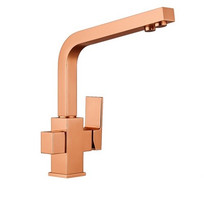 Küchenarmatur eckig Turin 3-Wege Filter Wasserhahn Auslauf rosegold ENKI KT098