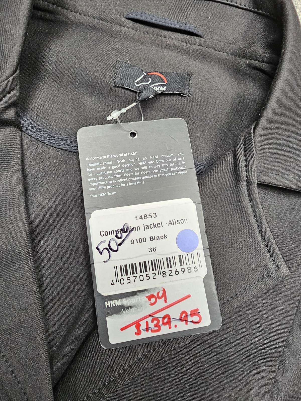 HKM Jacket Womens 36 Black Alison Competition Show Equestrian Riding Coat Sport