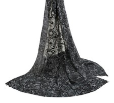 Sushila Vintage White Dupatta Pure Georgette Silk Printed Long Stole Veil