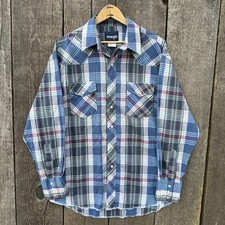 Wrangler Western Cowboy Pearl Snap Plaid Long Sleeve Button Up Shirt 16-34