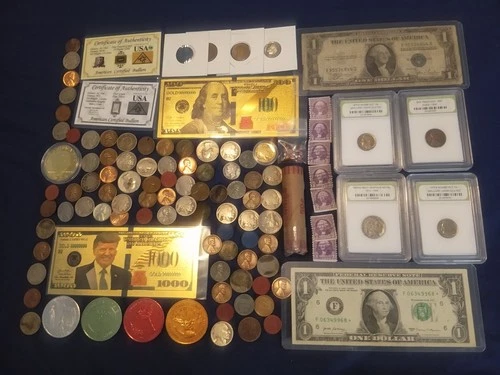 200 US Silver Dollar Mercury Liberty Buffalo Gold Bar Old US Coin Collection Lot