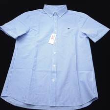 Vineyard Vines PERFORMANCE Seersucker Shirt -M Blue White Short Sleeve Whale