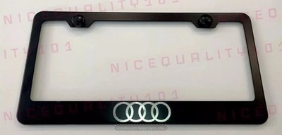 Audi Quattro Laser Engraved Stainless Steel Matte Black License Plate Frame