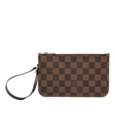 Louis Vuitton Damier Neverfull PM with brown leather pouch, women's. GZl1cu3d