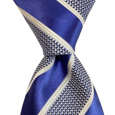 DONALD TRUMP President Signature Collection Silk XL Necktie STRIPED Blue EUC