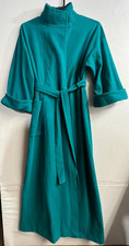 Vanity Fair Womens Robe Housecoat Size Large Teal Green Tie Vintage