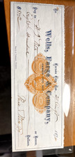1874 Check WELLS FARGO & Co's BANK Carson City NV 2 cent Internal Revenue stamp 