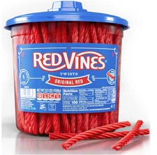 Red Vines Licorice Candy Original Red Flavor Soft Chewy Candy Twists, Red Licori