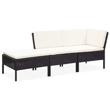 Garden Lounge Set Black, Cream white