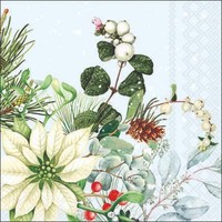 Weihnachten - Cocktail Servietten 25X25 Cm - 3-Lagig - 20 Servietten - White Poi
