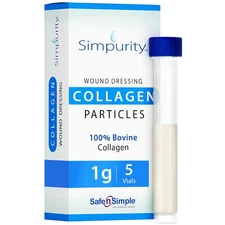Simpurity Powdered Collagen Wound Dressing - 5x 1g Vials for Fast Healing