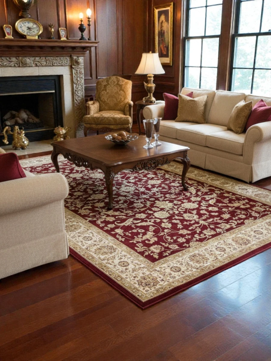 Tapis Afghan Ferahan Ziegler Noué Main 197x152 Cm - Rouge Motif Floral