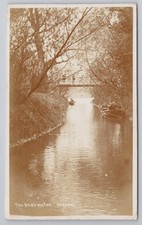 The Backwater Sunbury on Thames Boating Punt River Scene 1907 Surrey RPPC