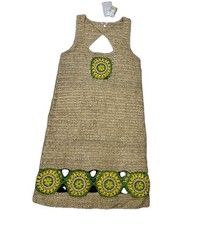 Knitted & Knotted Needlework Sunflower Dress Size Large Khaki NWT Anthropologie 