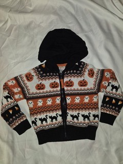 GYMBOREE HALLOWEEN FULL ZIP FAIR ISLE HOODED SWEATER JACKET 2T