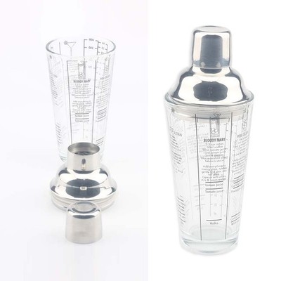  450ml Scale Muster Glas Cocktail Shaker Edelstahl Abdeckung Wein Shaker Überzug