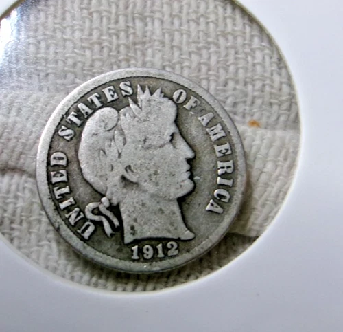 1912 S SILVER BARBER DIME 10 CENTS