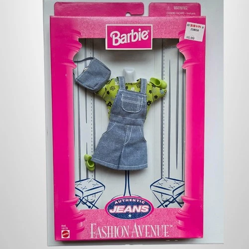NIB Vintage Barbie Fashion Avenue Authentic Jeans #19179 Overalls Green NIB NEW