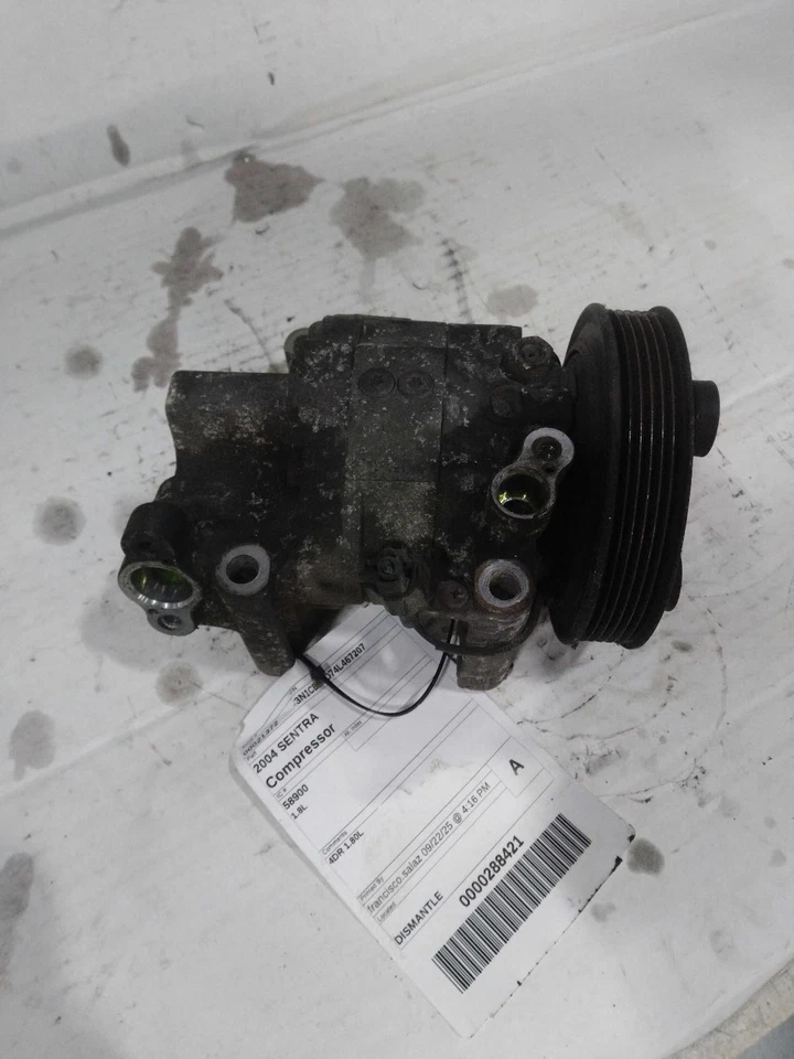 Nissan Sentra 2004 compresor de aire acondicionado 1,8 L fabricante de equipos originales plateado 152 k millas NJ25-21372-527500 Foto 2 de 4
