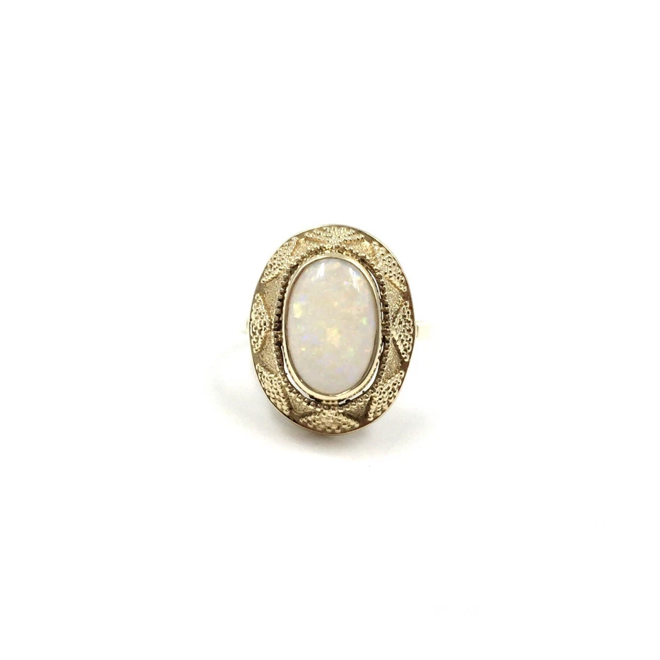 14kt Gelbgold Ring 2.59ct Opal Edelopal Granulation 585 Gold Schmuck 17.2mm / 54 - Bild 2 von 4