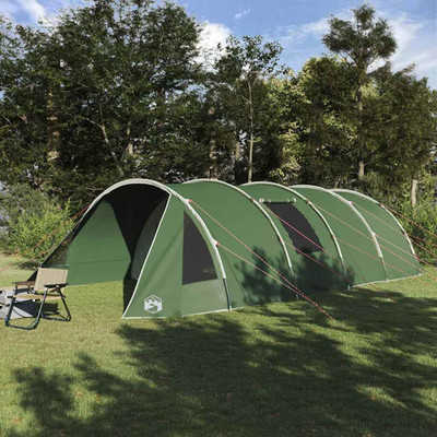 Tunnelzelt grün/weiß 890x460x220cm 6 Personen 185T Polyester PU beschichtet UVbeständig