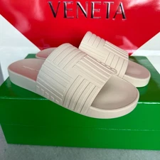Bottega veneta 630039 Men's Sea Salt Off-white Rubber Slip-on Sandals, all sizes