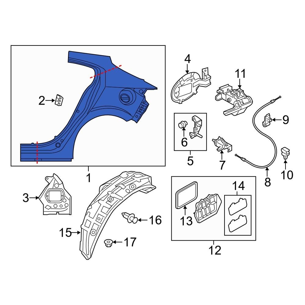 For Mazda 3 2014-2018 Mazda B6YV7141X Rear Left Outer Quarter