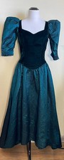 Vintage 1980s Green Puffy Sleeve Prom Party Dress