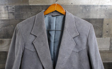 Vintage Pioneer Wear Blazer Mens 42L Gray Corduroy Western Elbow Patches 70s