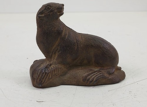 Vintage Seal Sea Lion On Rock Cast Iron Still Bank