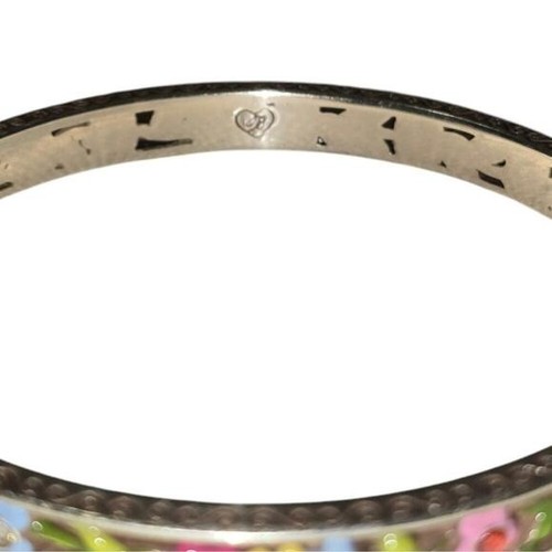 Brighton Flower Child Silver and Enamel Floral Etched Bangle Bracelet - 第 7/7 張圖片