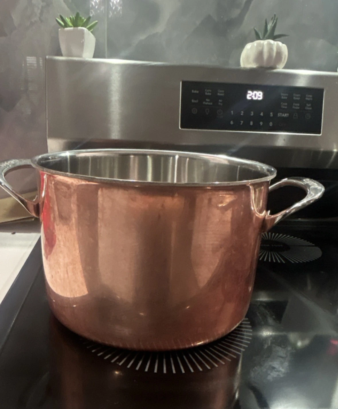 Cuisinart 6 Qt Copper Stockpot Stainless Interior Double Handle CTP-66-22