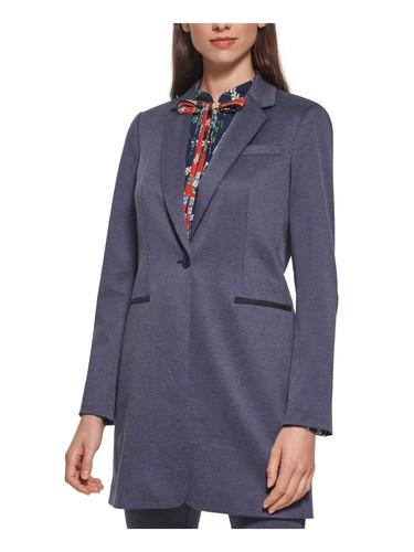 TOMMY HILFIGER Womens Navy Long Length Vented Hem Wear To Work Blazer Jacket 4