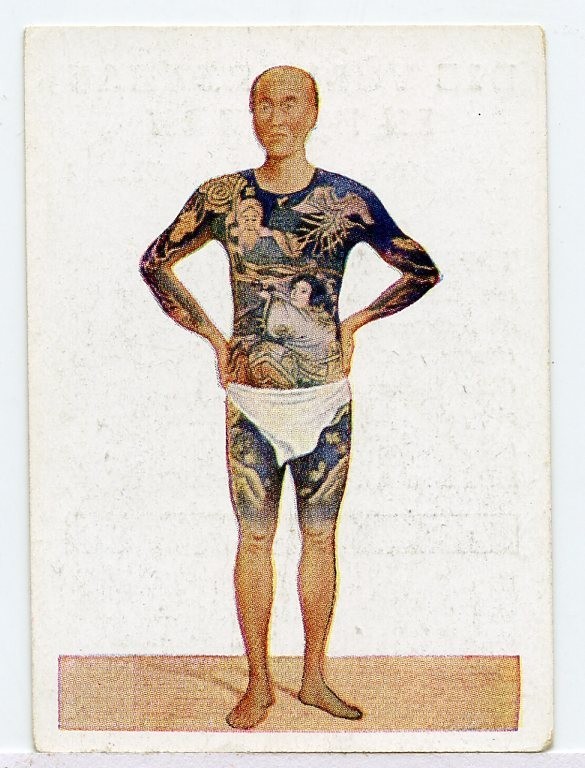 original antique 1920s cigarette card tattoo japanese irezumi tattooed man 2x2.5