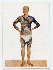 original antique 1920s cigarette card tattoo japanese irezumi tattooed man 2x2.5