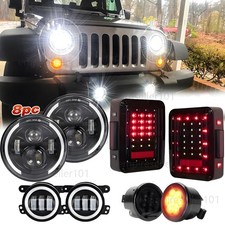 For Jeep Wrangler Jk 07 Dot Approved Led Headlights Taillight Fog Turn Lights