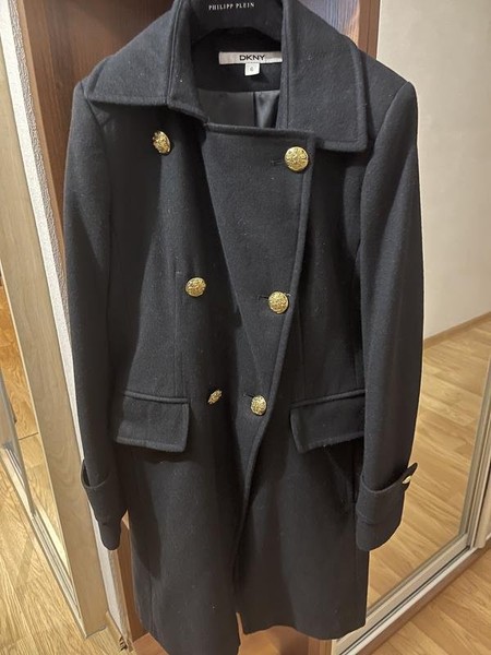 Women DKNY Coat Black Wool M