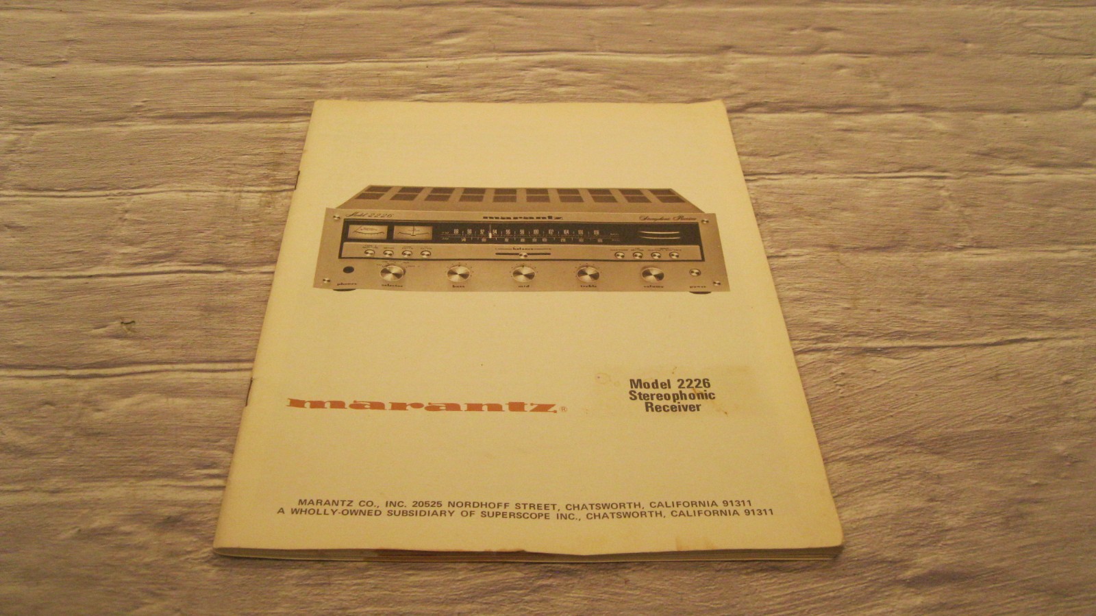 Marantz 2226 Stereophonic Receiver Manual
