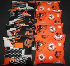  CORNHOLE BEANBAGS made w Baltimore Orioles Fabric 8 ACA Reg Bags