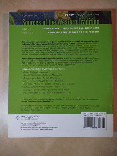 Sources Western Tradition, Volume 2 Perry Peden Von Laue 7ED Renaissance Present - Picture 2 of 2