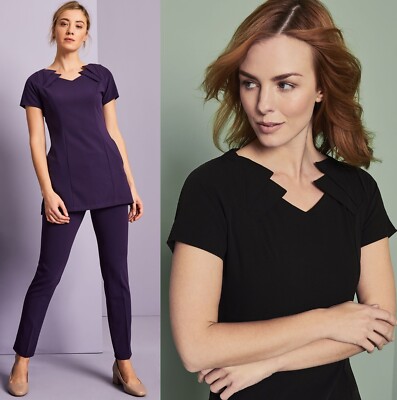 Damen Schönheitssalon Tunika Stretch Spa Friseur Nägel Massage Uniform Arbeit