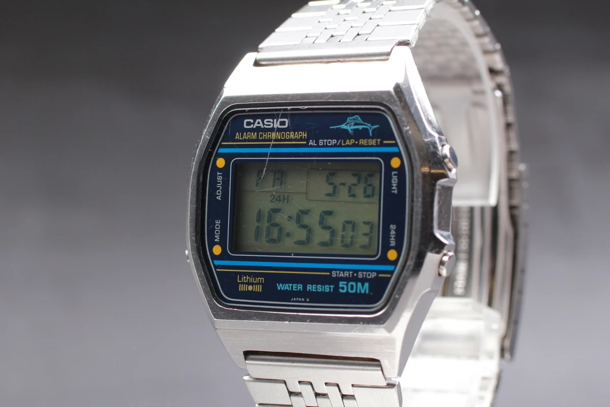 KAJIKI YELLOW DOT CASIO W 36 248 MARLIN VINTAGE LCD DIGITAL WATCH From JAPAN