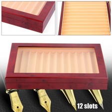 12 Slots Fountain Pen Wood Display Tray Case Organizer Storage Collector Box Red