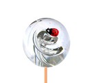 3" Ladybug Solid Glass Orb home garden stake yard art lawn 12" tall