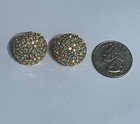 Stunning VTG Swarovski Aurora Borealis Crystal Gold Tone Button Clip-on Earrings — photo 6