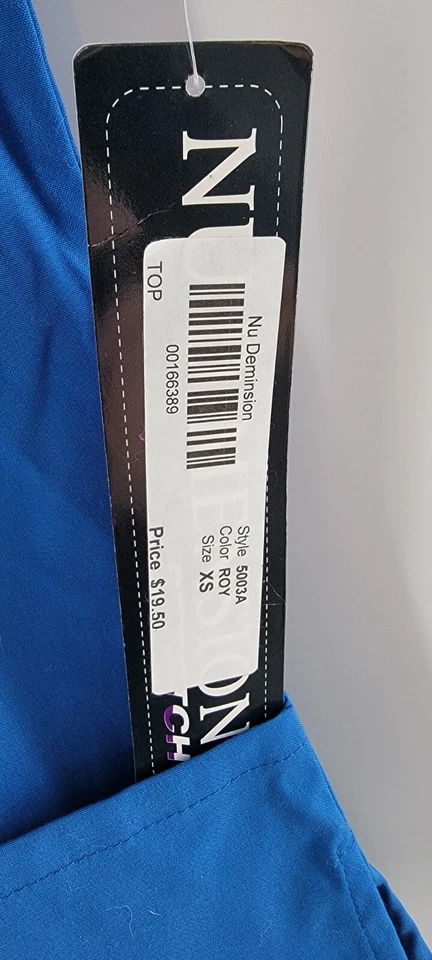 NU Dimension Stretch Scrub Top V-Neck Blue - Size XS - New With Tag - Image 4 of 4