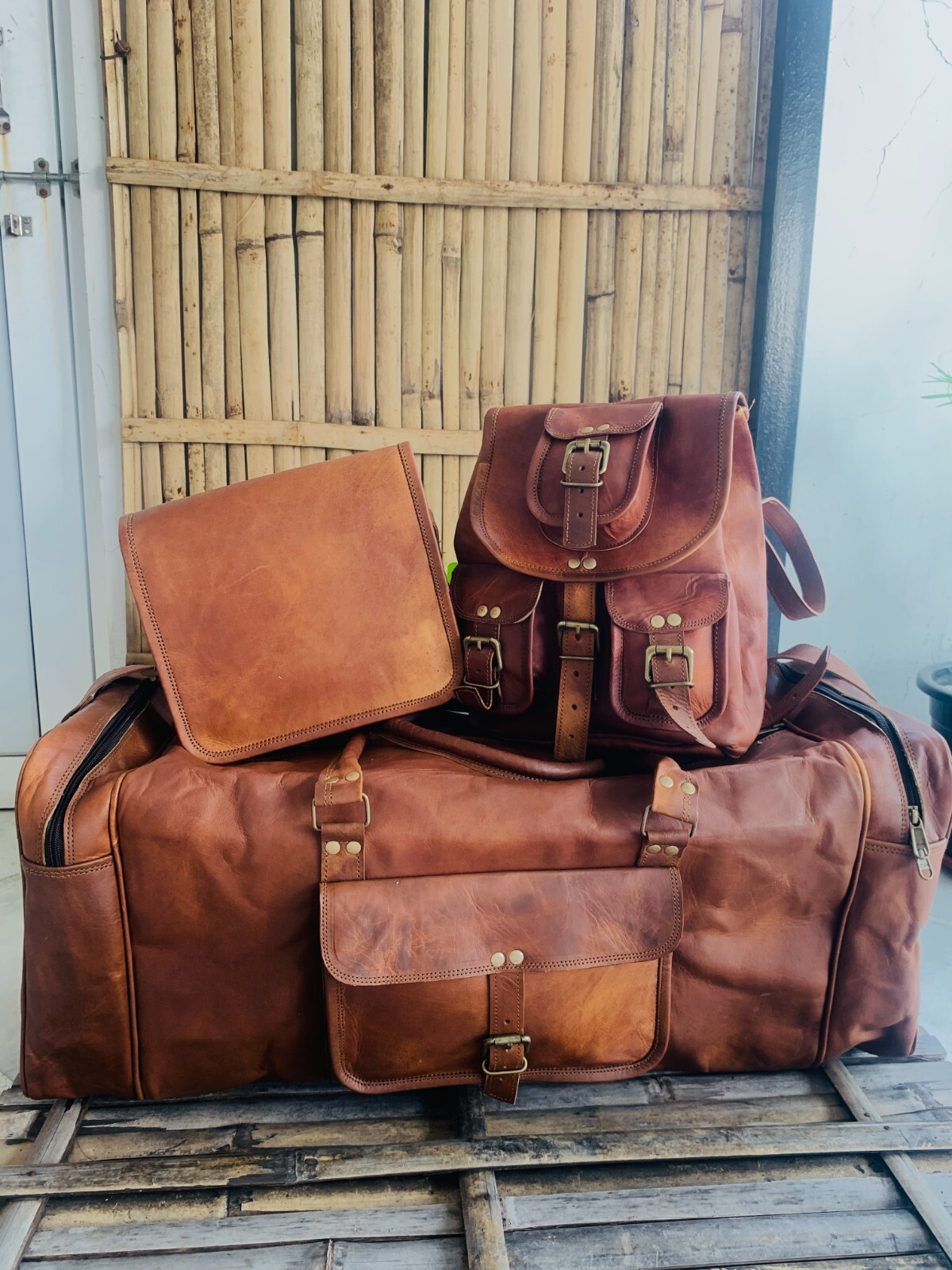 Bolsas de lona de cuero grandes 30 pulgadas cuadradas de viaje gimnasio duran...