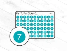 1467-7~~Turquoise Date Dots Planner Stickers.