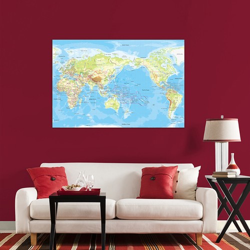 Póster mapa topográfico mundial lienzo impresión decoración A1 A2 - Imagen 3 de 12